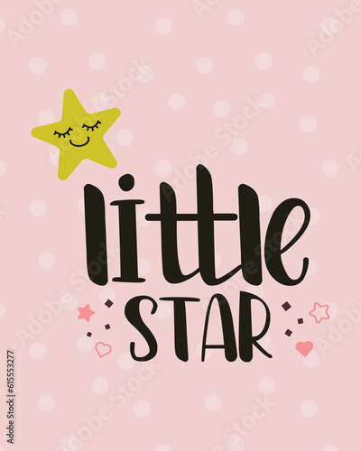 Little Star - Cute baby card illustration. Shower card.
