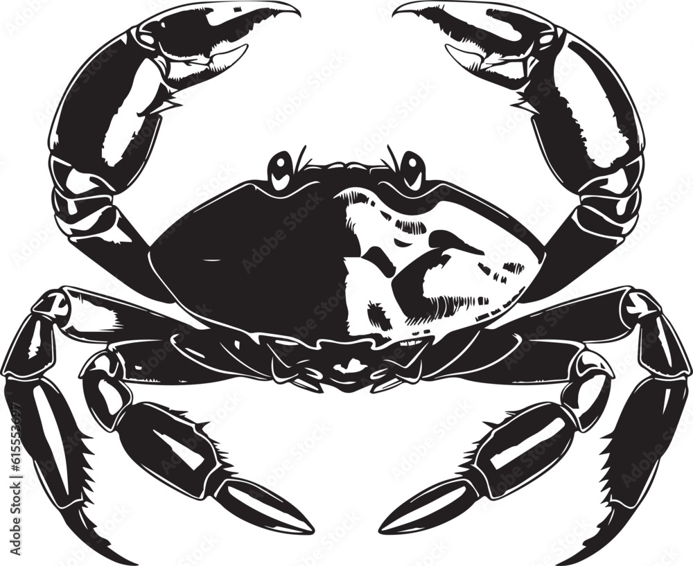 Hand drawn black crab, Vector Illustration, SVG Stock Vector | Adobe Stock