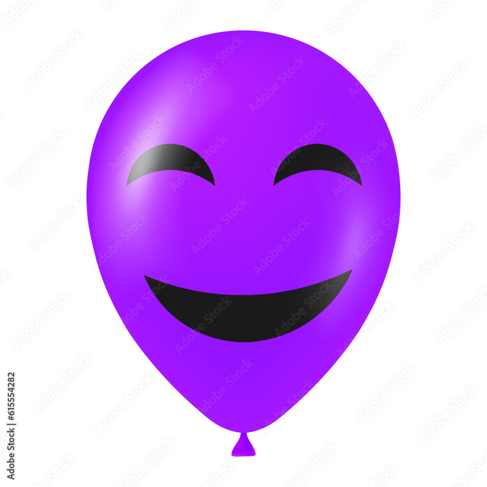 Fototapeta premium Halloween purple balloon illustration with scary and funny face