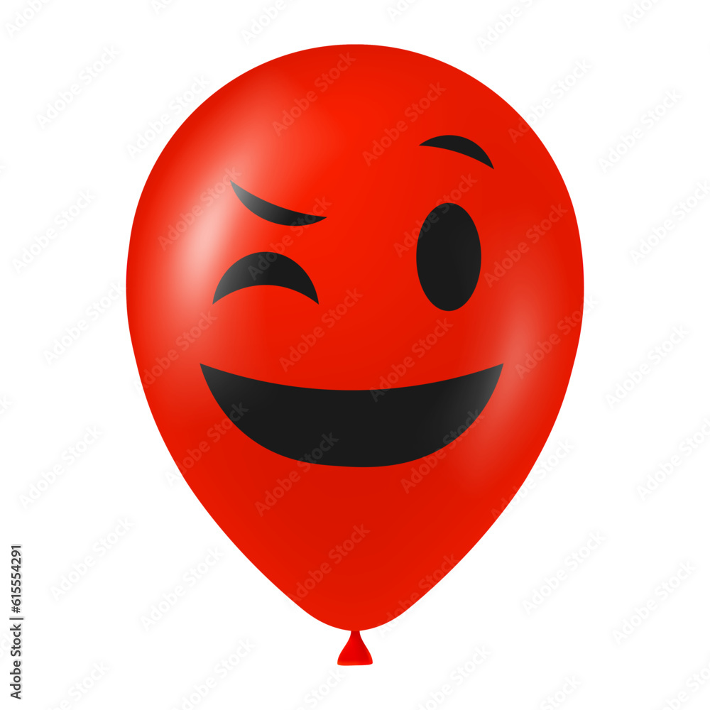 Fototapeta premium Halloween red balloon illustration with scary and funny face