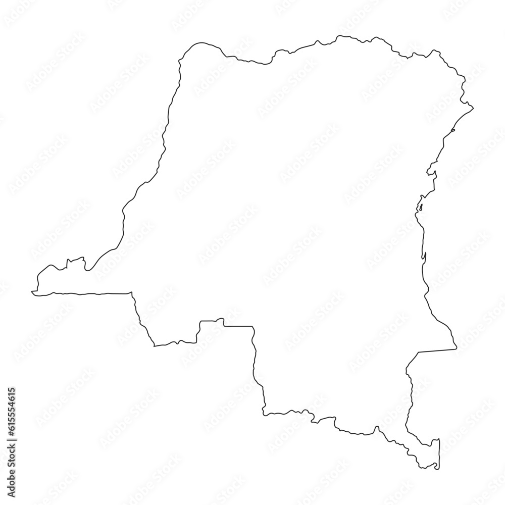 Highly detailed Democratic Republic of the Congo map with borders isolated on background