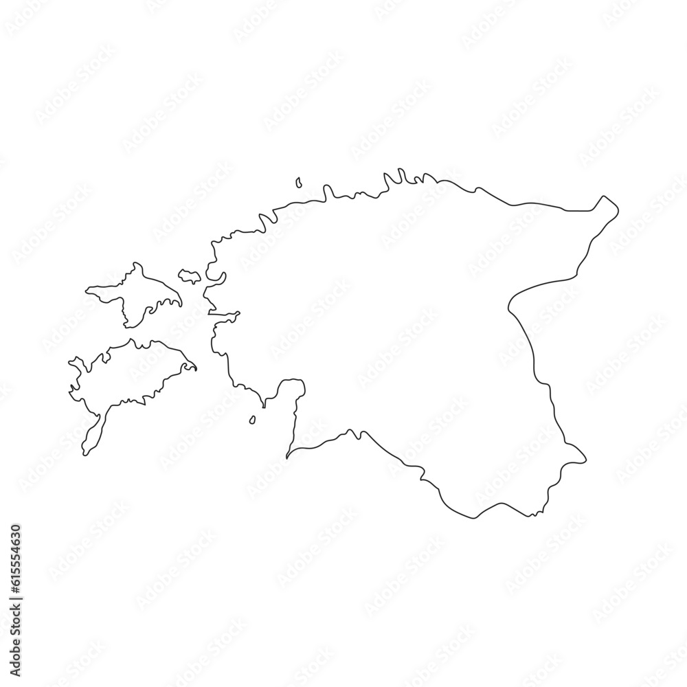 Highly detailed Estonia map with borders isolated on background