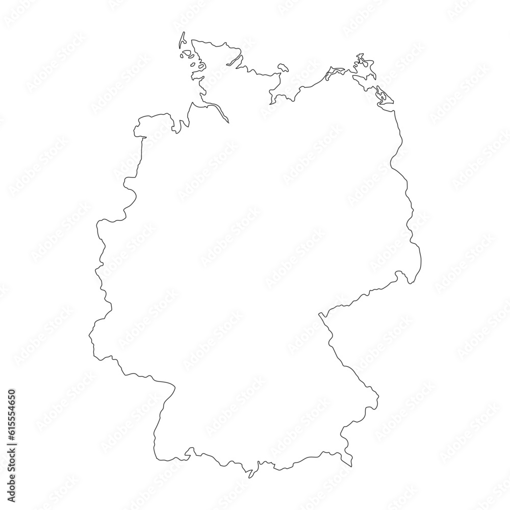 Highly detailed Germany map with borders isolated on background