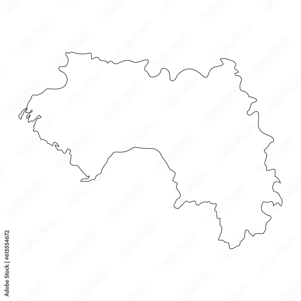 Highly detailed Guinea map with borders isolated on background