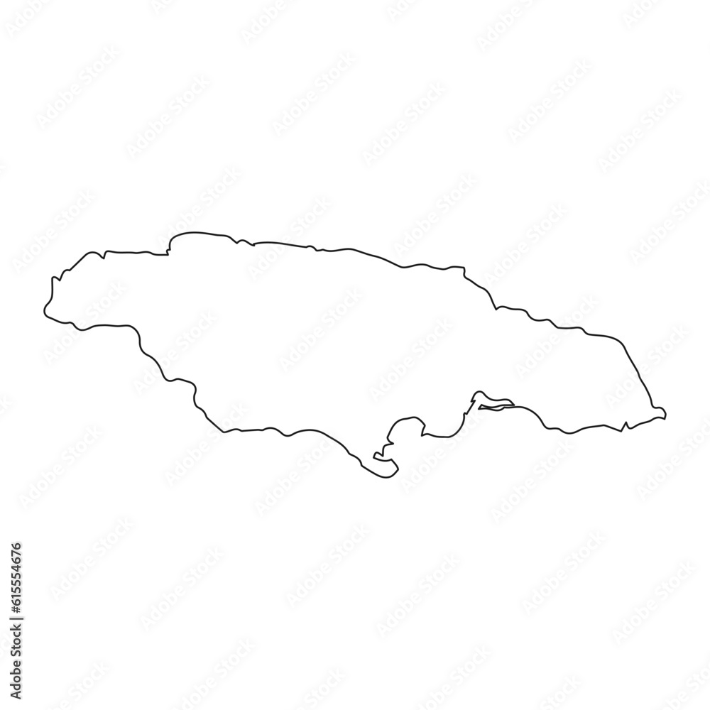 Highly detailed Jamaica map with borders isolated on background