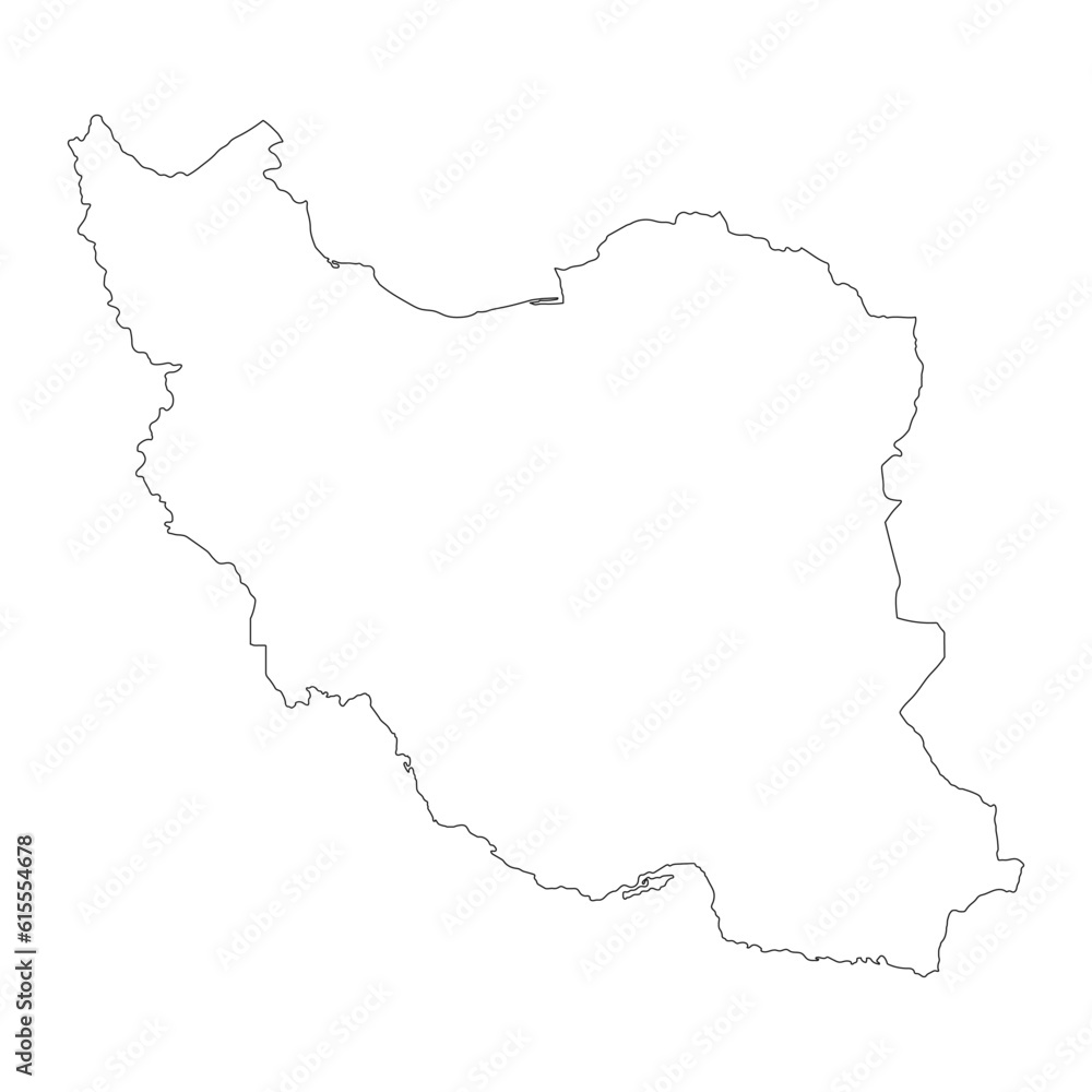 Highly detailed Iran map with borders isolated on background