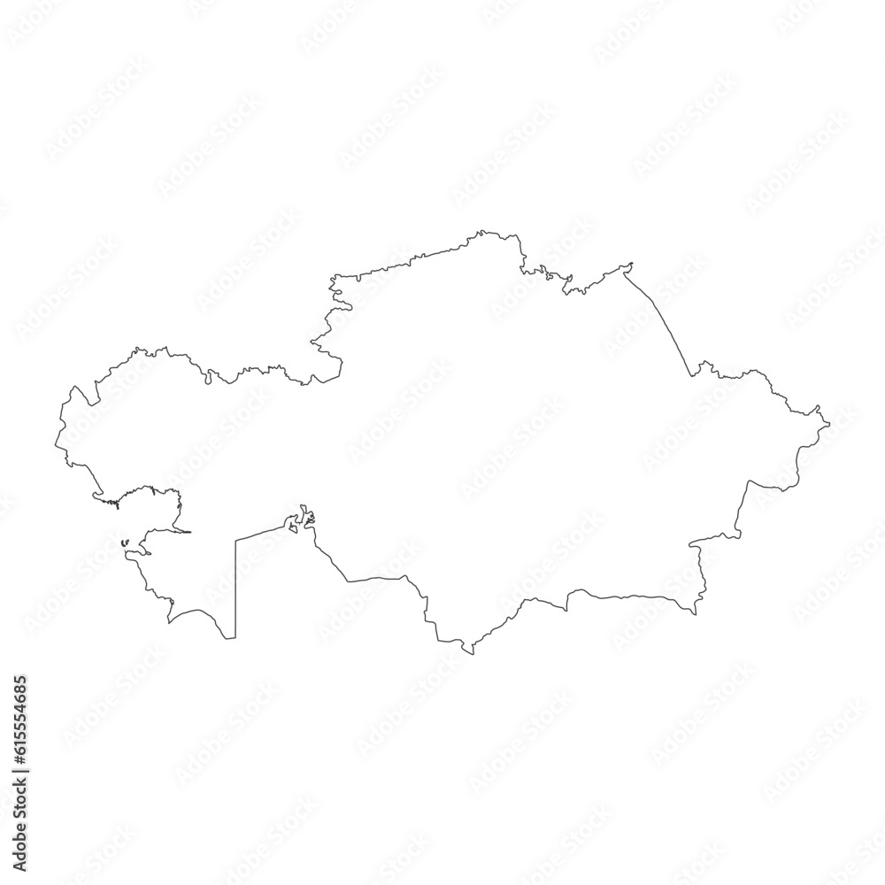 Highly detailed Kazakhstan map with borders isolated on background