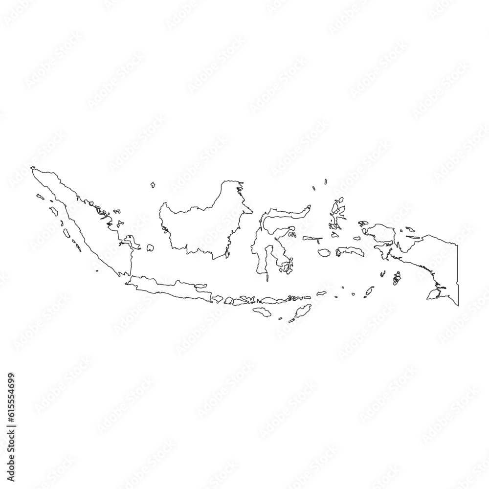 Highly detailed Indonesia map with borders isolated on background Highly detailed Indonesia map with borders isolated on background