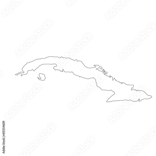 Highly detailed Cuba map with borders isolated on background
