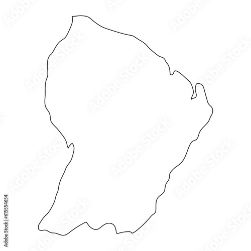 Highly detailed French Guiana map with borders isolated on background