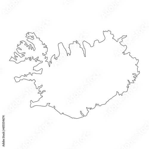 Highly detailed Iceland map with borders isolated on background