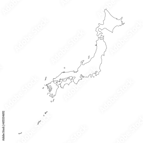 Highly detailed Japan map with borders isolated on background