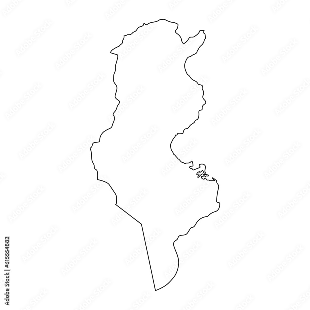 Highly detailed Tunisia map with borders isolated on background Highly detailed Tunisia map with borders isolated on background