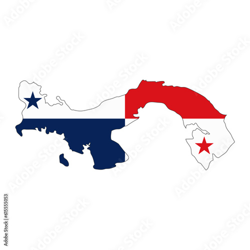 Panama map silhouette with flag isolated on white background