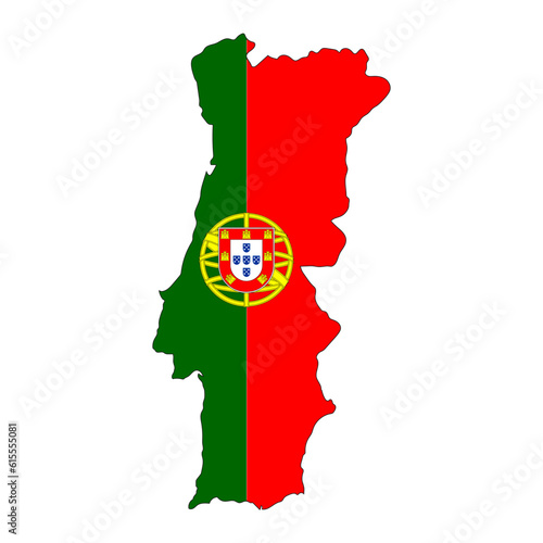 Portugal map silhouette with flag isolated on white background