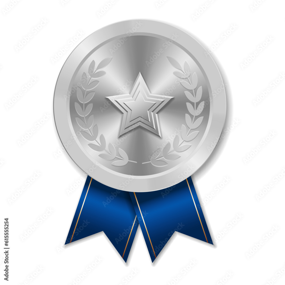 Silver award medal with star Illustration from geometric shapes Silver award medal with star Illustration from geometric shapes