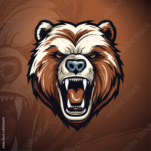 Dynamic Grizzly Bear Logo: Powerful Illustration for Sports and E-Sports Teams