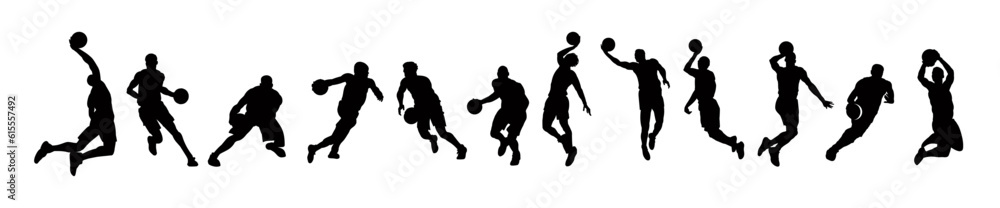 Vector set of silhouettes of basketball players
