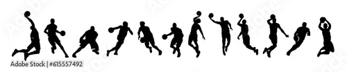 Vector set of silhouettes of basketball players