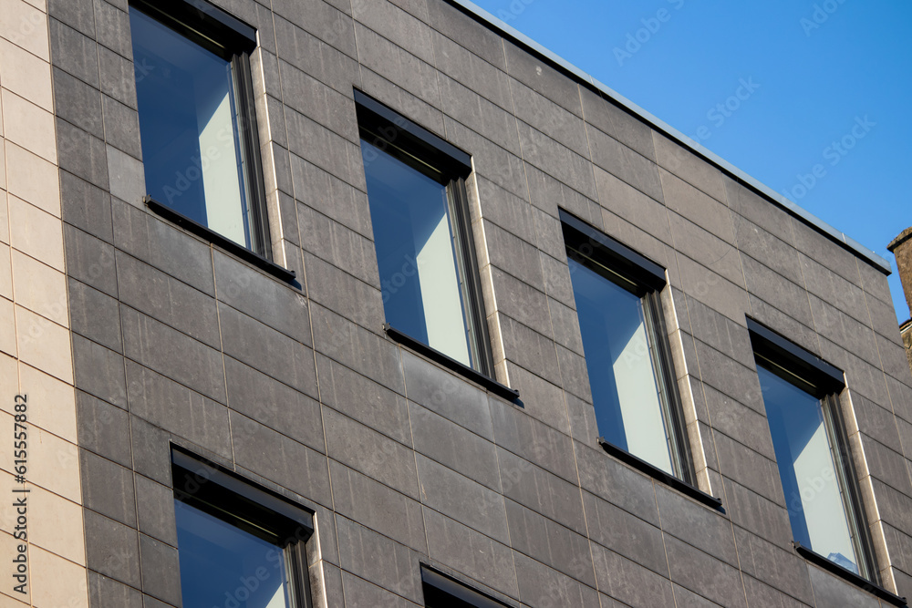 Modern freshly constructed urban building, combined steel with glass and concrete, downtown of Belgrade city, Serbia Modern freshly constructed urban building, combined steel with glass and concrete, downtown of Belgrade city, Serbia