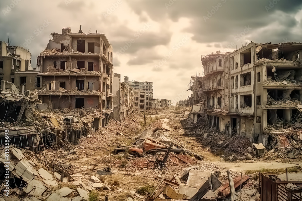 a city destroyed by war (Generative AI)