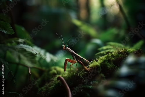 The Praying Mantis in the Tropical Forest. Generative AI © PIRMYN