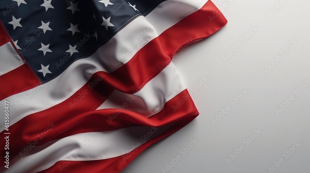 America flag banner on white background. Generative AI America flag banner on white background. Generative AI
