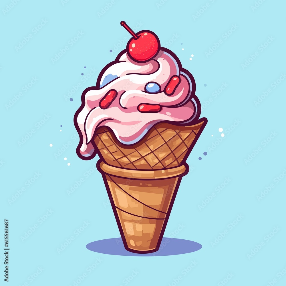 Ice cream cone cartoon icon illustration. sweet food icon concept isolated. flat cartoon style Ice cream cone illustration Ice cream cone cartoon icon illustration. sweet food icon concept isolated. flat cartoon style Ice cream cone illustration