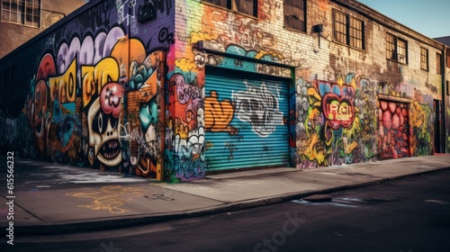 Vibrant Urban Street Art. Generative AI © BraveSpirit