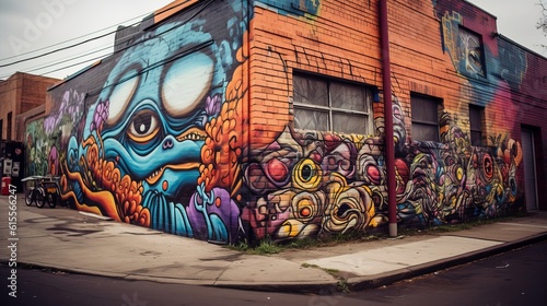 Vibrant Urban Street Art. Generative AI © BraveSpirit