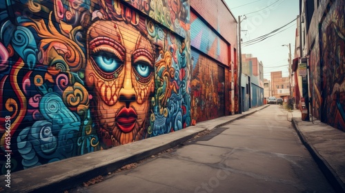 Vibrant Urban Street Art. Generative AI