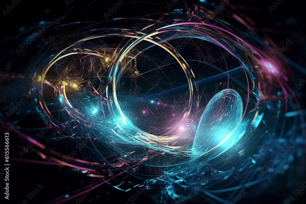 Obraz premium Quantum Pixels: The Fusion of Metaverse and Subatomic Realms - Generative AI