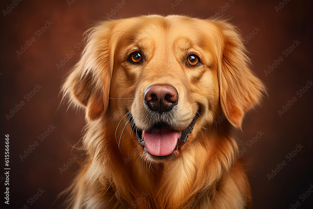 Golden Splendor: A Regal Golden Retriever on Seamless Background - Generative AI Golden Splendor: A Regal Golden Retriever on Seamless Background - Generative AI