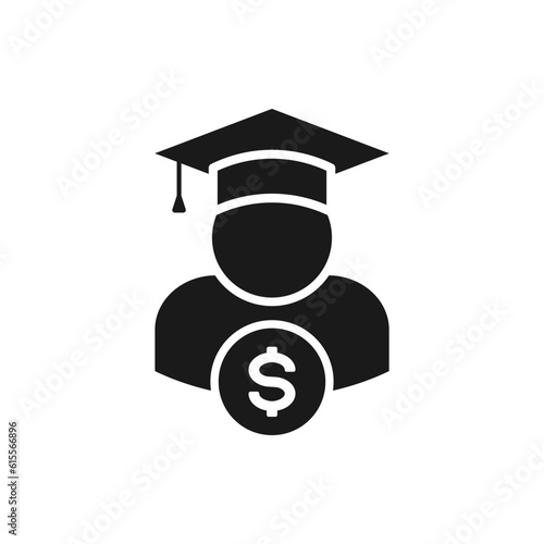 Student loans. Academic scholarship icon isolated on white background. Vector illustration