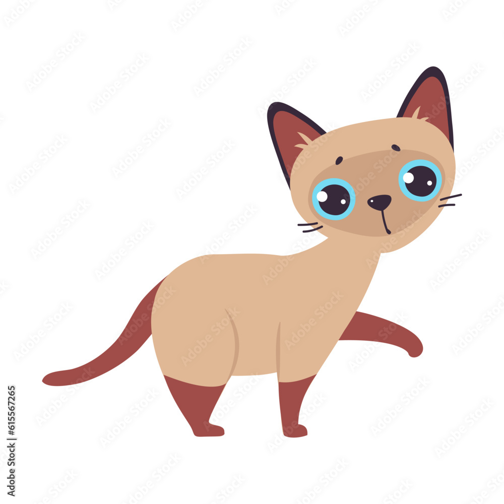 Funny Brown Cat with Cute Snout as Domestic Pet Walking Vector Illustration