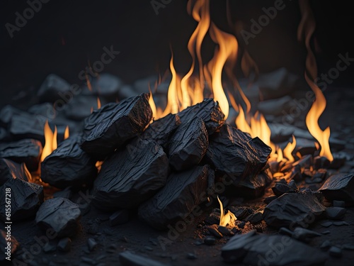 Charcoal For Barbecue Background With Flame. ai generative
