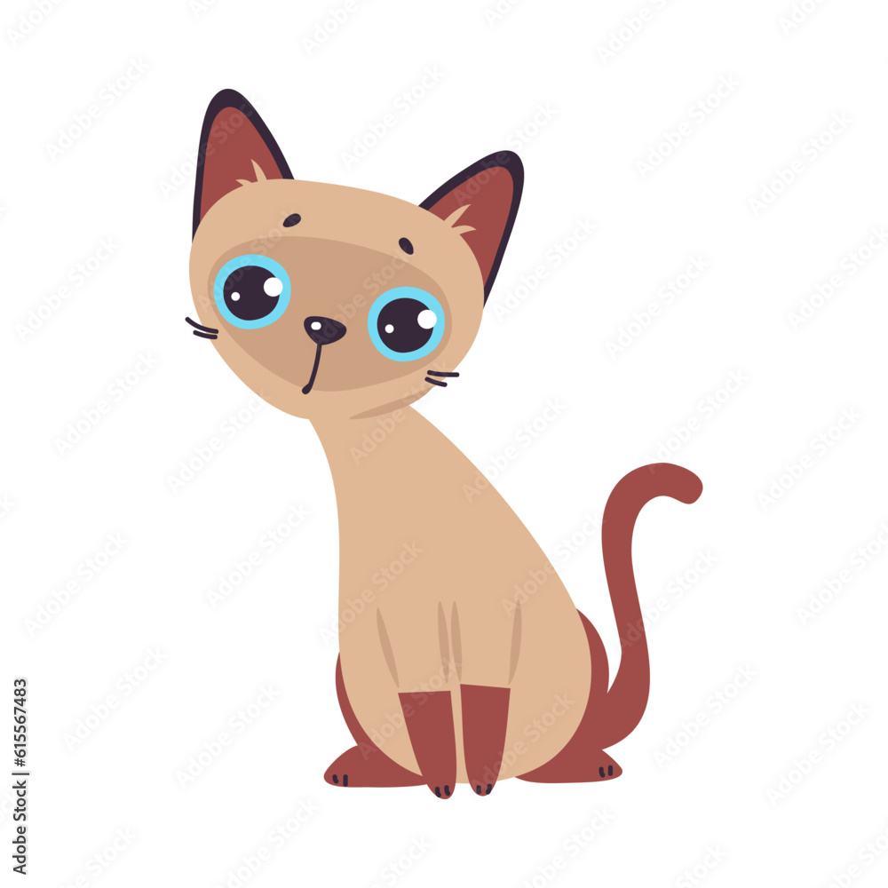 Funny Brown Cat with Cute Snout as Domestic Pet Sitting Vector Illustration