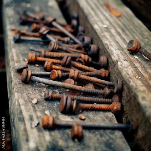 a collection of rusty nails