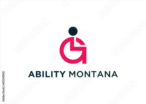 disability logo design vector silhouette illustration