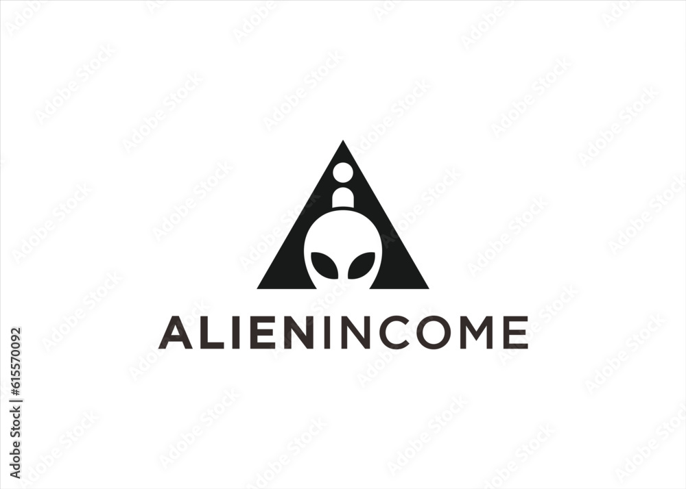 letter a with alien logo design vector silhouette illustration letter a with alien logo design vector silhouette illustration