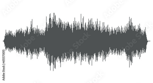 Oscilloscope audio sound waveform - black and white simple symbol silhouette of sound wave, vector illustration