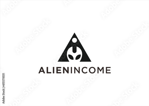 letter a with alien logo design vector silhouette illustration