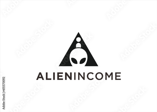 letter a with alien logo design vector silhouette illustration