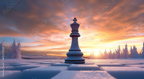 Chess piece with panaromic background