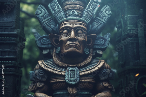 Ancient deity embodied in a mysterious totem with a dark magic engaging atmosphere Generative AI photo