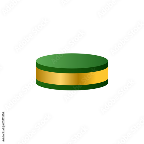 realistic 3d stand podium isolated on white. round stage showcase. mockup product display. pedestal podium. green podium.