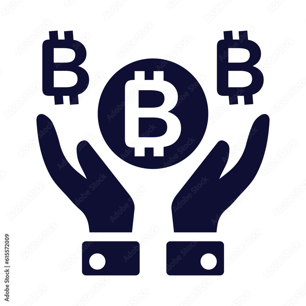 Bitcoin, digital currency, hand, bitcoin fund, cryptocurrency on hand icon Bitcoin, digital currency, hand, bitcoin fund, cryptocurrency on hand icon