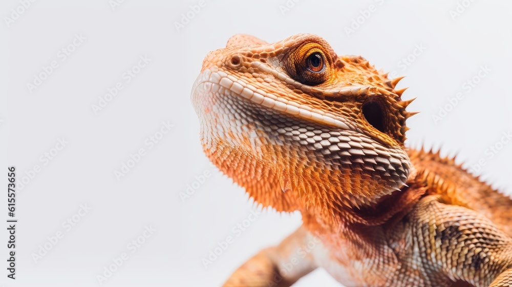 Bearded Dragon white background. Generative AI