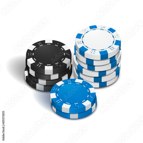 Poker chips on a light background. Vector illustration.