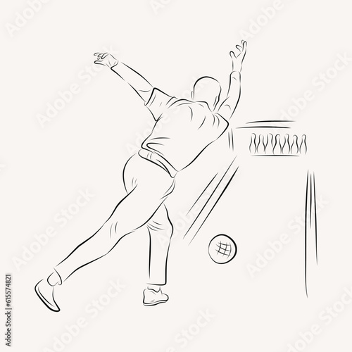 Bowling player line art illustration